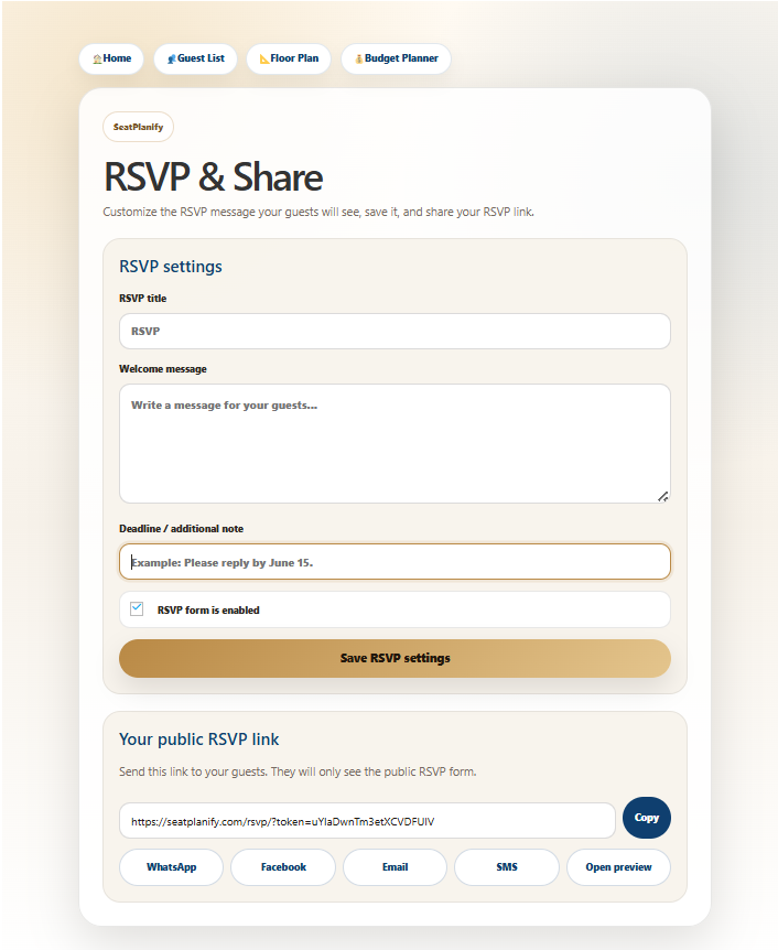 RSVP responses